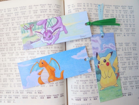pokemon bookmark set of 3 pikachu vaporeon dragonite