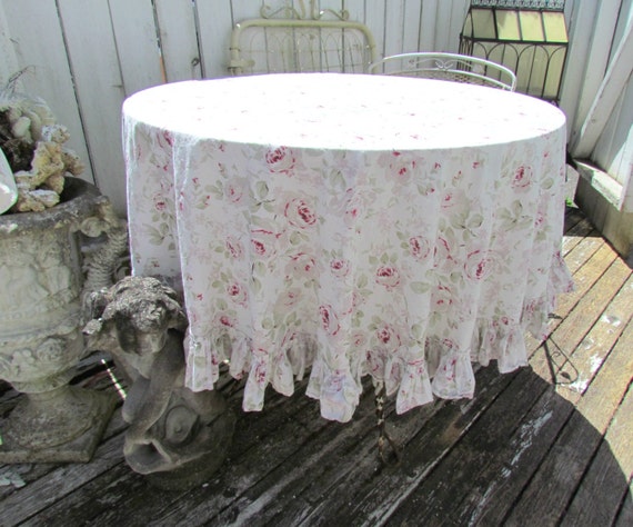 shabby chic cottage pink rose round ruffle tablecloth rosalie shabby chic cottage pink rose round ruffle tablecloth rosalie