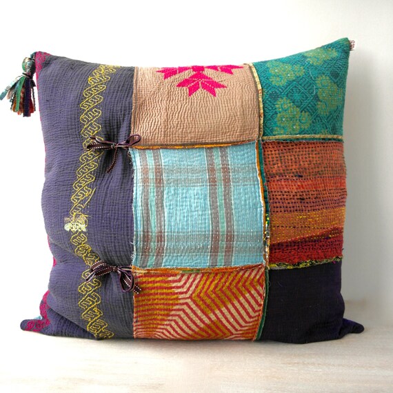 ON SALE 30 percent off extra large kantha cushion by fairlyworn