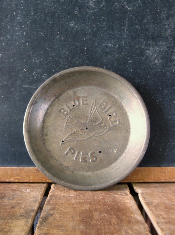 Vintage Blue Bird Pie Tin Vintage Pie Plate with Bird Pie