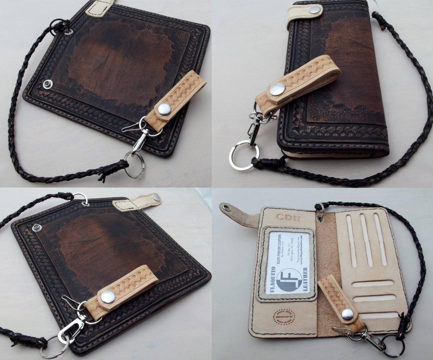 Custom Hand Tooled Leather Long Wallet. Your image/design or
