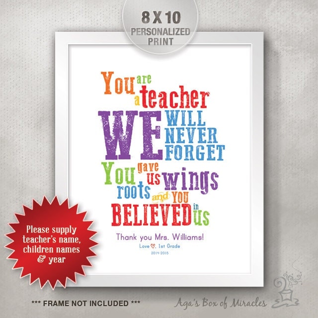 8x10 Teacher Appreciation Personalized Print from Students