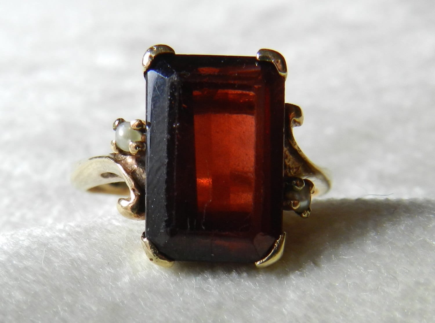 Art Deco Ring Garnet Engagement Ring Emerald Cut 5.5 Ct Garnet