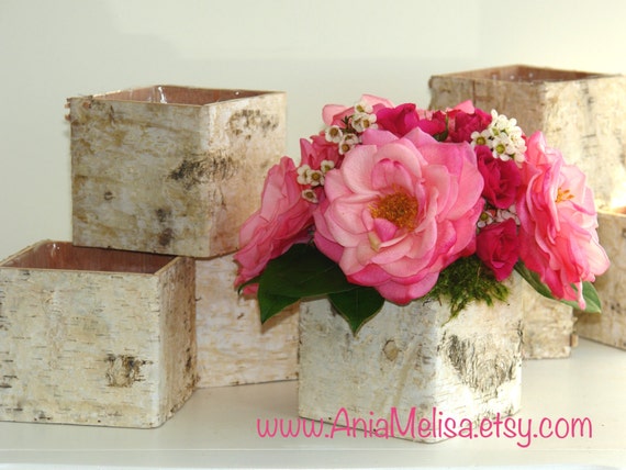 Birch Bark Vases Wood Boxes Floral Arrangement Square Flower Birch Bark Vases Wood Boxes Floral Arrangement Square Flower