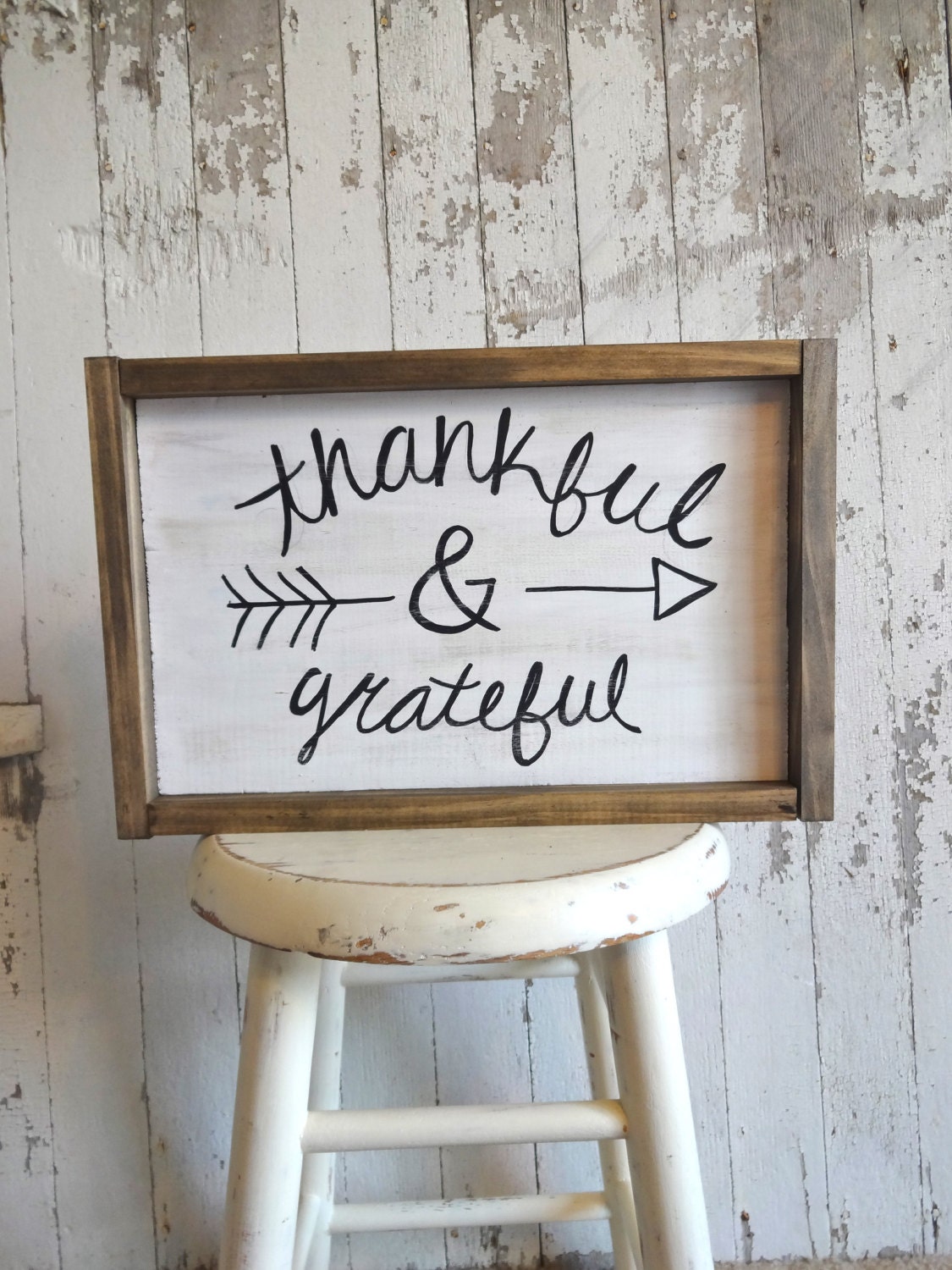 White and Black Thankful & Grateful Sign