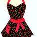 Cherry Pinup Apron Rockabilly Retro Style with Red Polka Dot Sweetheart