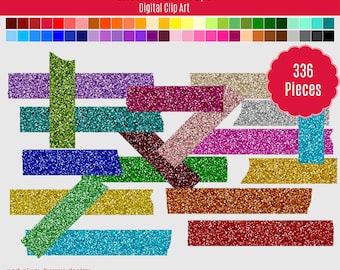 75% OFF Sale - 336 Glitter Washi Tape - 336 Digital Clip Art - Instant Download - PNG (CA156)