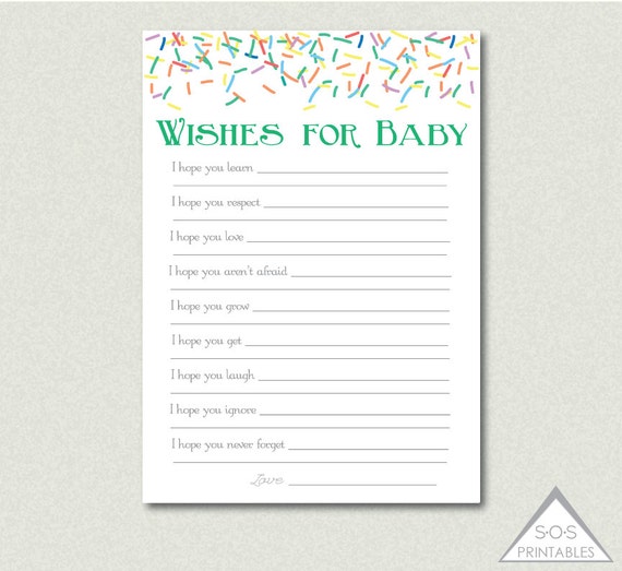 Wishes for Baby Cards Printable Baby Shower Game by ...