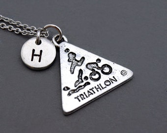 Triathlon necklace, swimming, cycling, running, athletes, Sport charm, Ironman triathlon, initial necklace, personalized, monogram