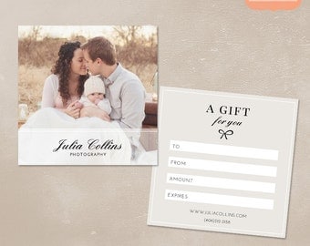 Photography Gift Certificate Template for Photographers PSD Flat card MG003