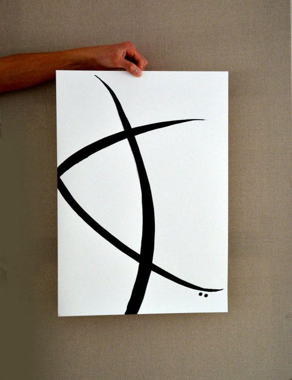 Minimal Ink Abstract Art Painting on paper Linear art ink