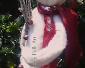 Snowman Skinny Cotton Batting Plaid Stocking Hat