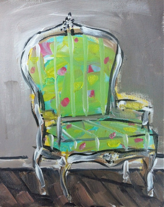 Items similar to Chair Painting, 8 x 10, whimsical art on Etsy