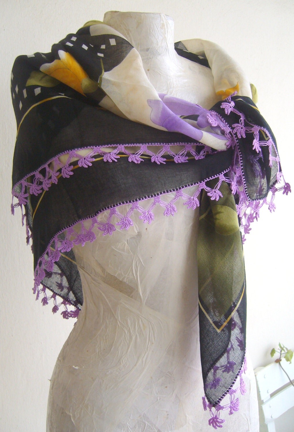 Turkish scarf ethnic/floral scarf traditional/cotton scarf