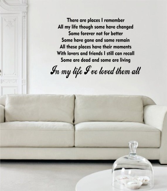 The Beatles In My Life Ive Loved Them All Lyrics Decal Wall