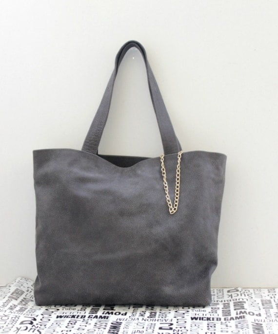 SALE Large grey tote bag , Grey distressed leather tote , Grey leather ...