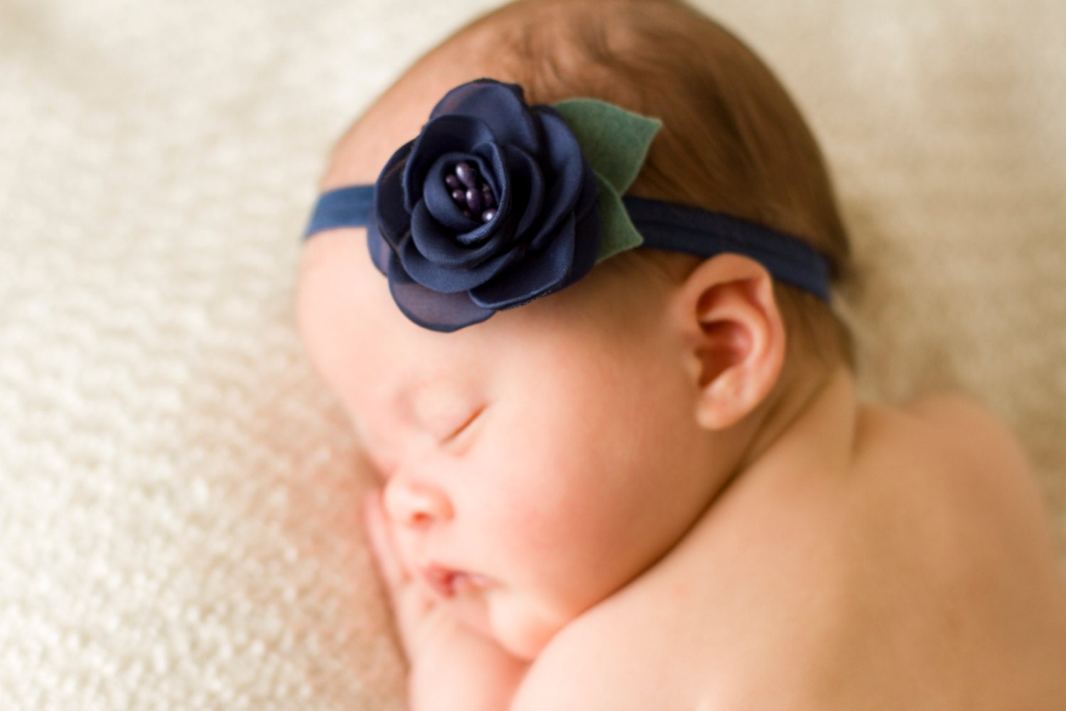 Navy Rose Headband Navy Baby Headband Navy Rosette Headband