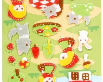 Little red riding hood sticker Cute little girl my little girl felt sticker fairy tale story cartoon girl big bad wolf seal label scrapbook