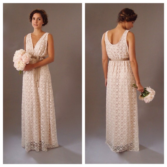 ALICE Boho  Bride Lace raschel maxi bridal  dress 