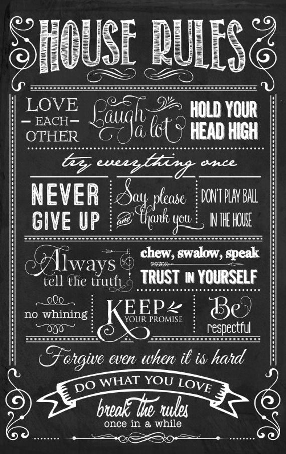 printable quotes free wall printable Rules chalkboard by House art wall BlackCatsMedia