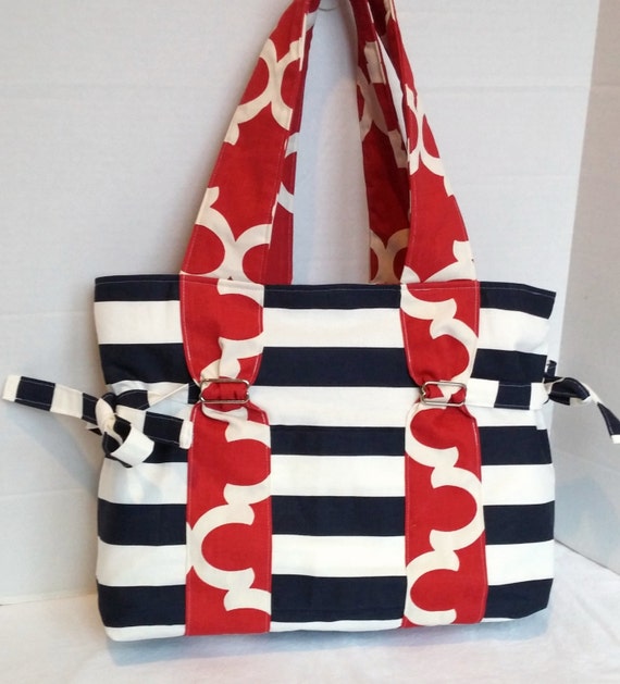 Large Red and Blue Diaper Bag