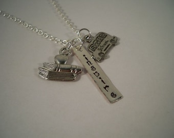 Teacher Hand Stamped Silver and Pewter Charm Necklace