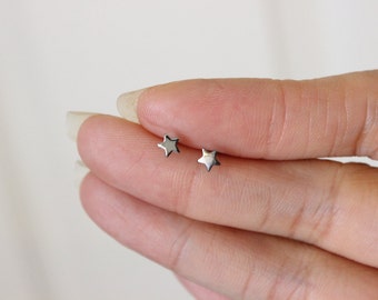 Tiny Black rhodium Sterling Silver Star Stud Earrings, Star Earrings, Black earrings, tiny stud earrings, tiny studs, simple, minimalist.