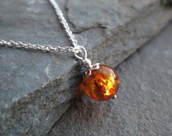 Amber Necklace - Amber Pendant, Amber Jewellery, Real Amber Jewelry, Gift Jewelry, Sterling Silver, Handmade