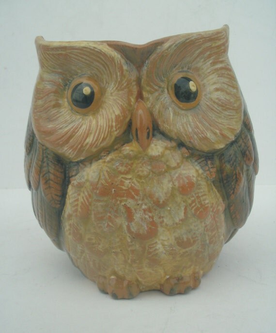 Ceramic Owl PLANTER BRICK stoneware outdoor garden yard decor Ceramic Owl PLANTER BRICK stoneware outdoor garden yard decor