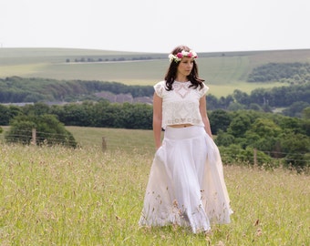 Bridal Skirt - Long skirt in Ivory hemp silk
