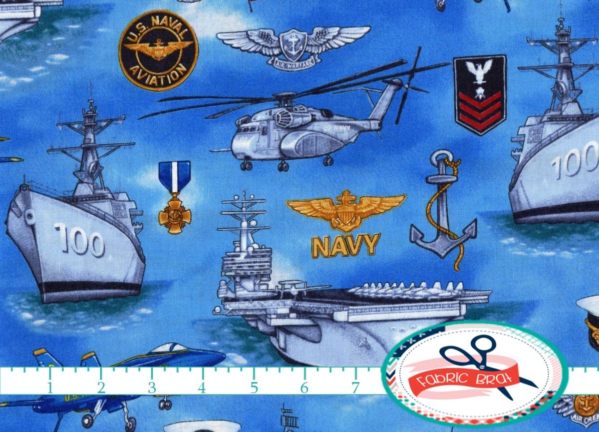 UNITED STATES NAVY Fabric by the Yard Fat Quarter by FabricBrat
