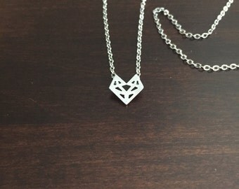 Renard argenté collier, collier de renard en origami, collier renard, renard renard, renard argenté, collier origami, collier en argent, bijoux, bijoux