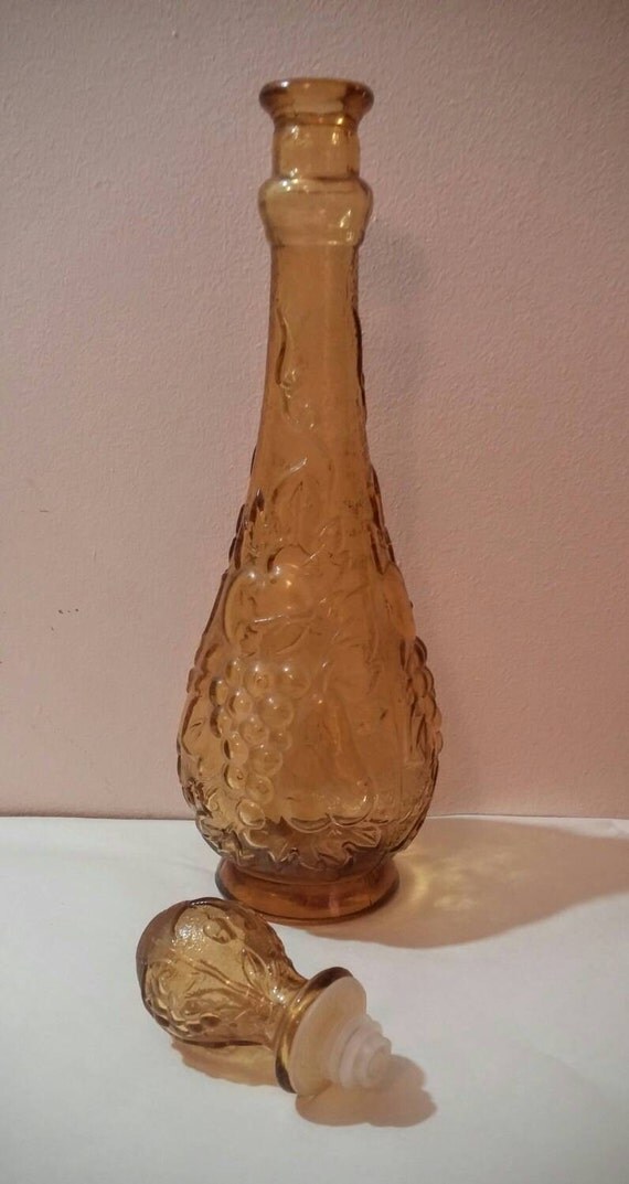 Vintage amber glass decanter bottle decorative
