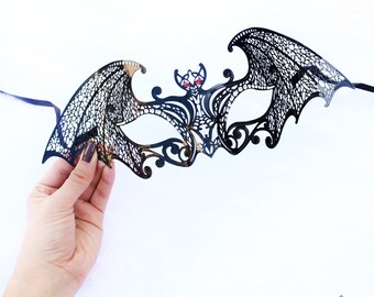 Halloween Bat Woman Laser Cut Masquerade Mask, Batwoman Mask, Bat Mask, Bat Masquerade Mask, Black Masquerade Mask, Costume Mask