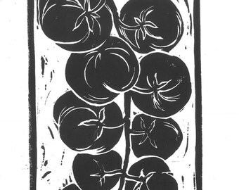 Sardines: food theme lino cut prints available in black and