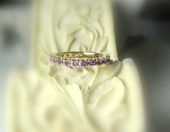Gemstone Eternity Band 14K Gold, Gemstone Ring, Birthstone Band, Anniversary Ring, Aquamarine, Morganite, Emerald, Spinel, Tanzanite