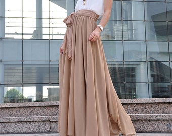 Black Maxi Skirt Chiffon Silk Skirts Beautiful Bow Tie High