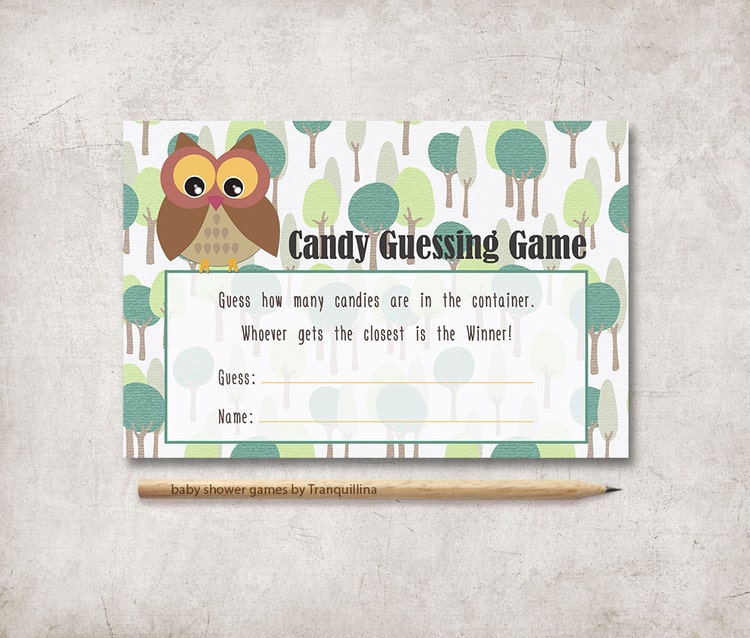 Baby Shower Candy Game Printable Candy Guessing by tranquillina