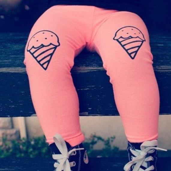 Ice Cream Cone Hand Painted Childrens Leggings by KickinLegs