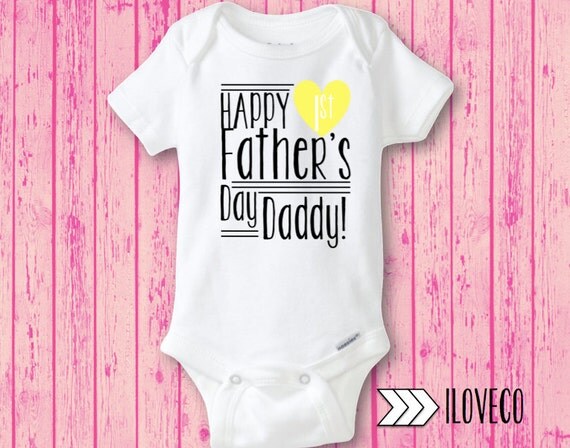 Happy 1st Fathers Day Daddy Girl yellow Baby Onesie by iloveco