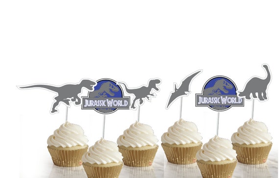 Jurassic World Party Cupcake Toppers Set of 24 - Jurassic Park Inspired
