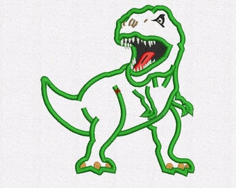 Scary T-rex Dinosaur Applique Embroidery Design in 3x3 4x4 5x5 6x6 7x7 and 10" Sizes