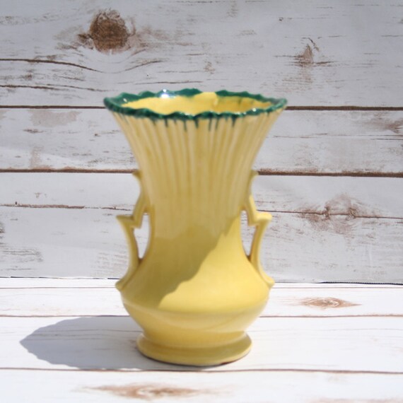 Vintage McCoy Vase Yellow Pottery Art Deco By WhimsyChicEmporium