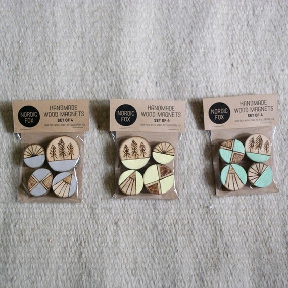 Set of 4 Patterned Handmade Wood by NordicFox on Etsy