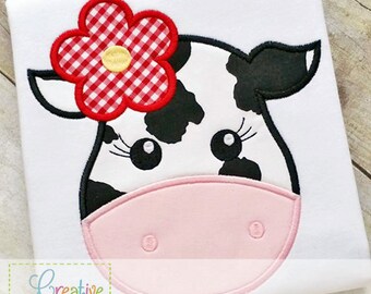 Cow Girl Digital Machine Embroidery Applique Design 4 sizes, cow applique, cow embroidery, bull applique, farm applique, bull embroidery