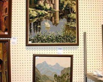 Stunning 19X26" Framed Needle Point "Castle on the Rhine"