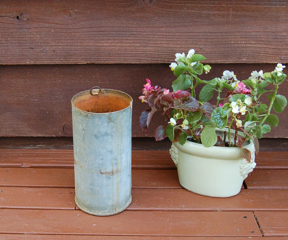 Galvanized Bucket Vintage Tall Narrow Pail Galvanized