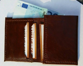Leather Mens Wallet - Minimal wallet for men - Mens Wallet - Womens wallet - Minimal wallet - Handmade and Hand stitched in Genuine Leather.