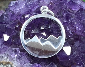 Mountain Range Charm, Mountain Charm, Nature Charm, Outdoors Charm, Sterling Silver Charm, Sterling Silver Pendant, PS01334