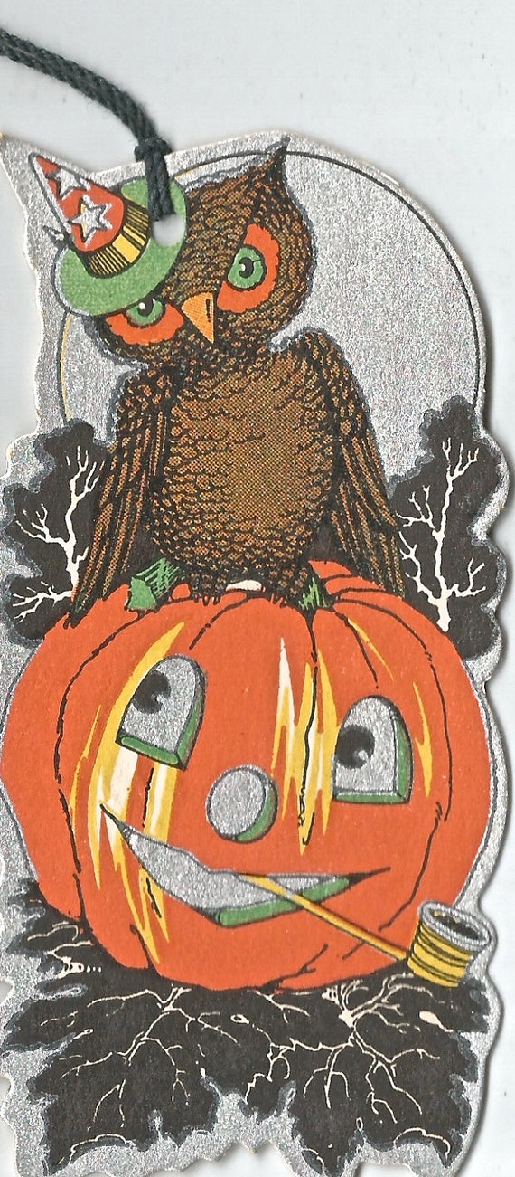 Vintage Halloween  bridge tally  JOL owl digital download